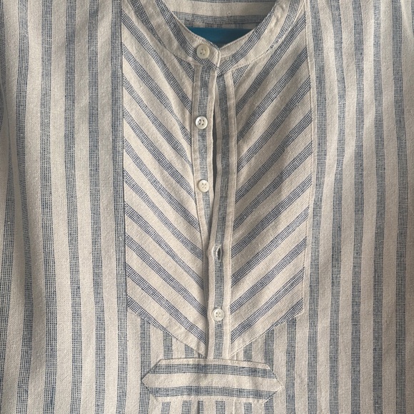 Doen Blue and Cream Striped Button Down Shirt - Picture 3 of 4